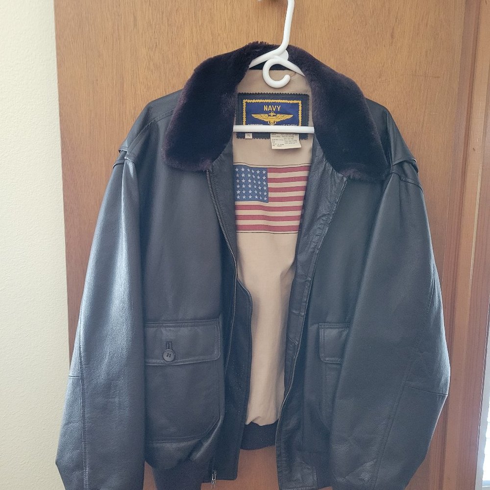 Navy Airborne Leathers Men's Flight Jacket